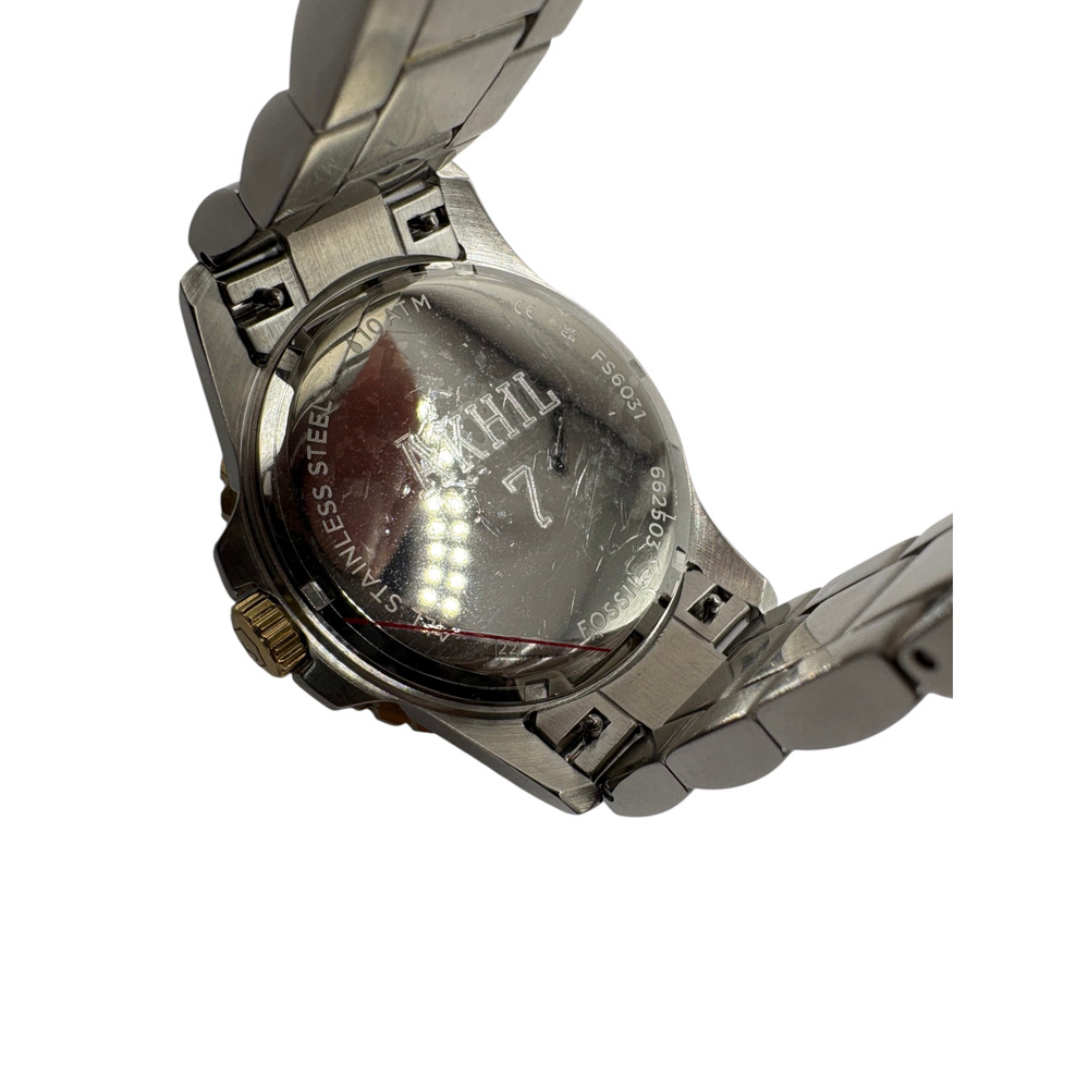 Fossil FB-01 Dive Watch Mens Black Gold Two-Tone Rotating Bezel 100M - Picture 7 of 8